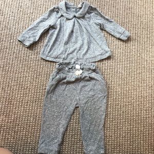 Baby Gap warm & cozy gray knit top/pants set 6-12M